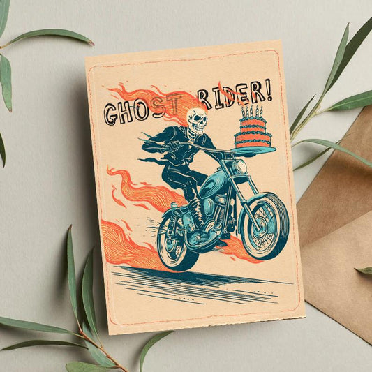 Ghost Rider Birthday Card • Funny Avengers Superhero Art