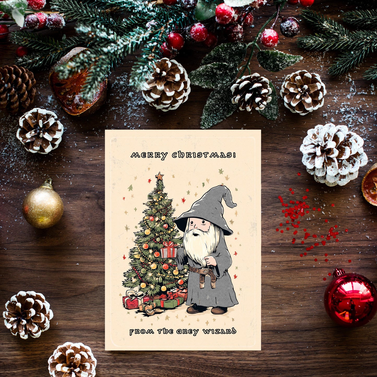 Funny Gandalf Christmas Card – Geeky Lord of the Rings Holiday Card