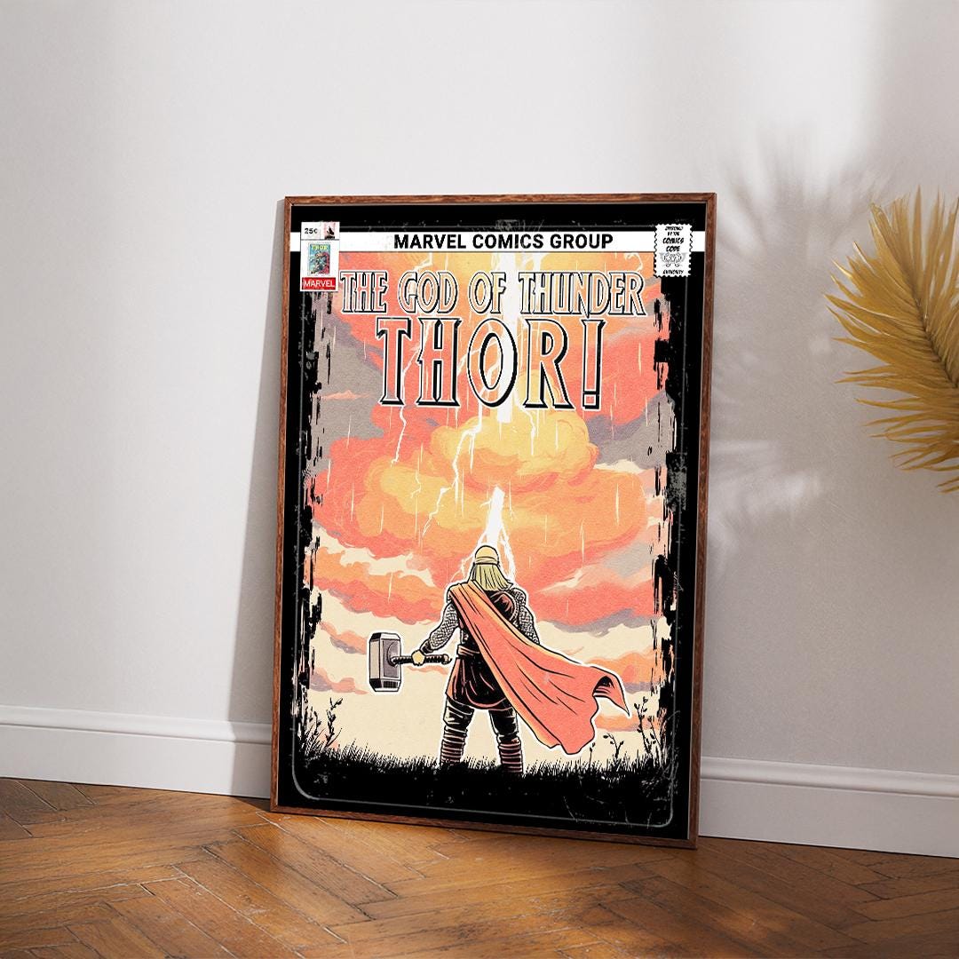 Thor Poster, Avengers Poster, Superhero Poster, God of Thunder Print, A3, A4, A5, Comic Book Poster, Marvel Print, Marvel Poster