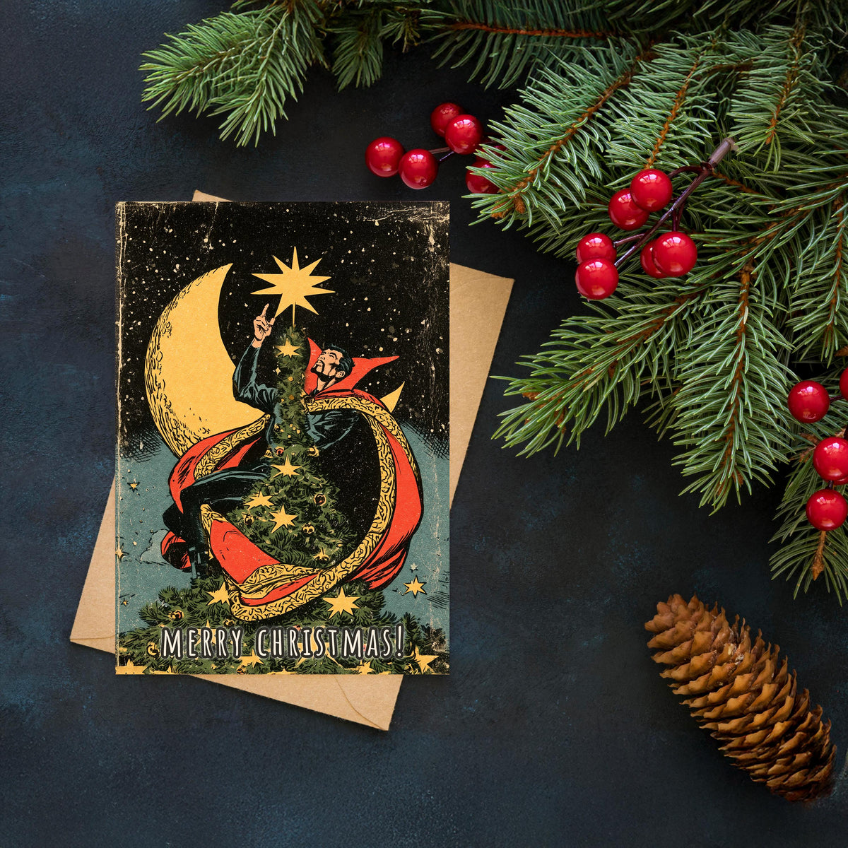 Doctor Strange Christmas Card, Marvel Superhero Xmas Card, Doctor Strange Holiday Card, Comic Book Christmas, Marvel Fan Gift,