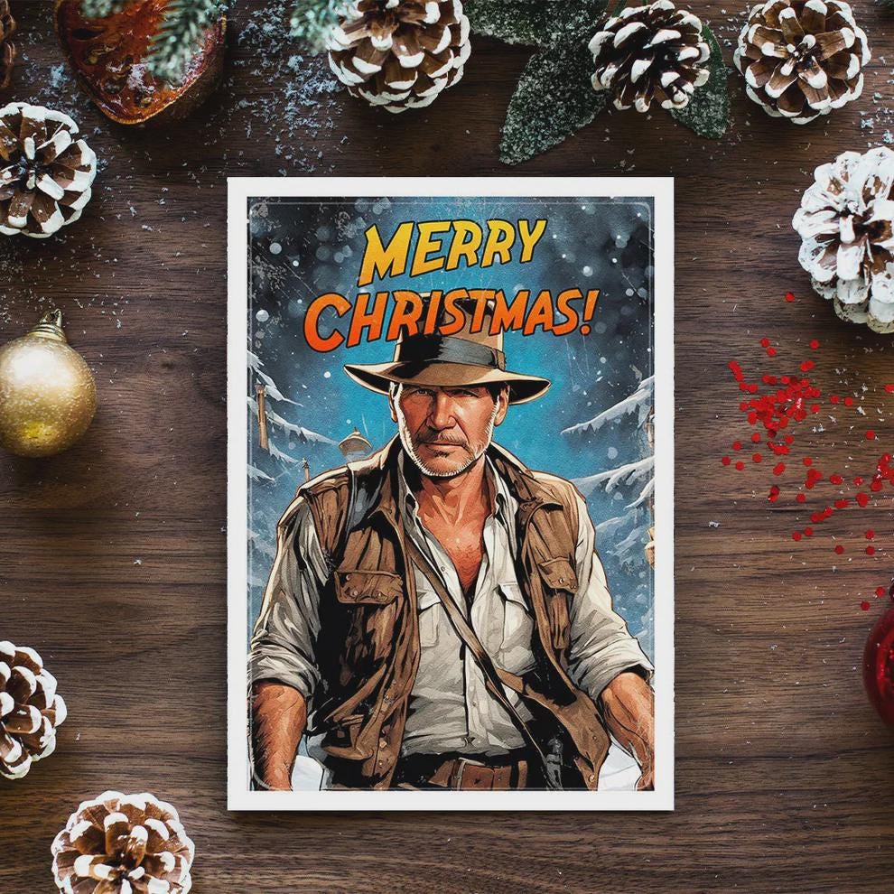 Indiana Jones Christmas Card • Holiday Adventure Greeting