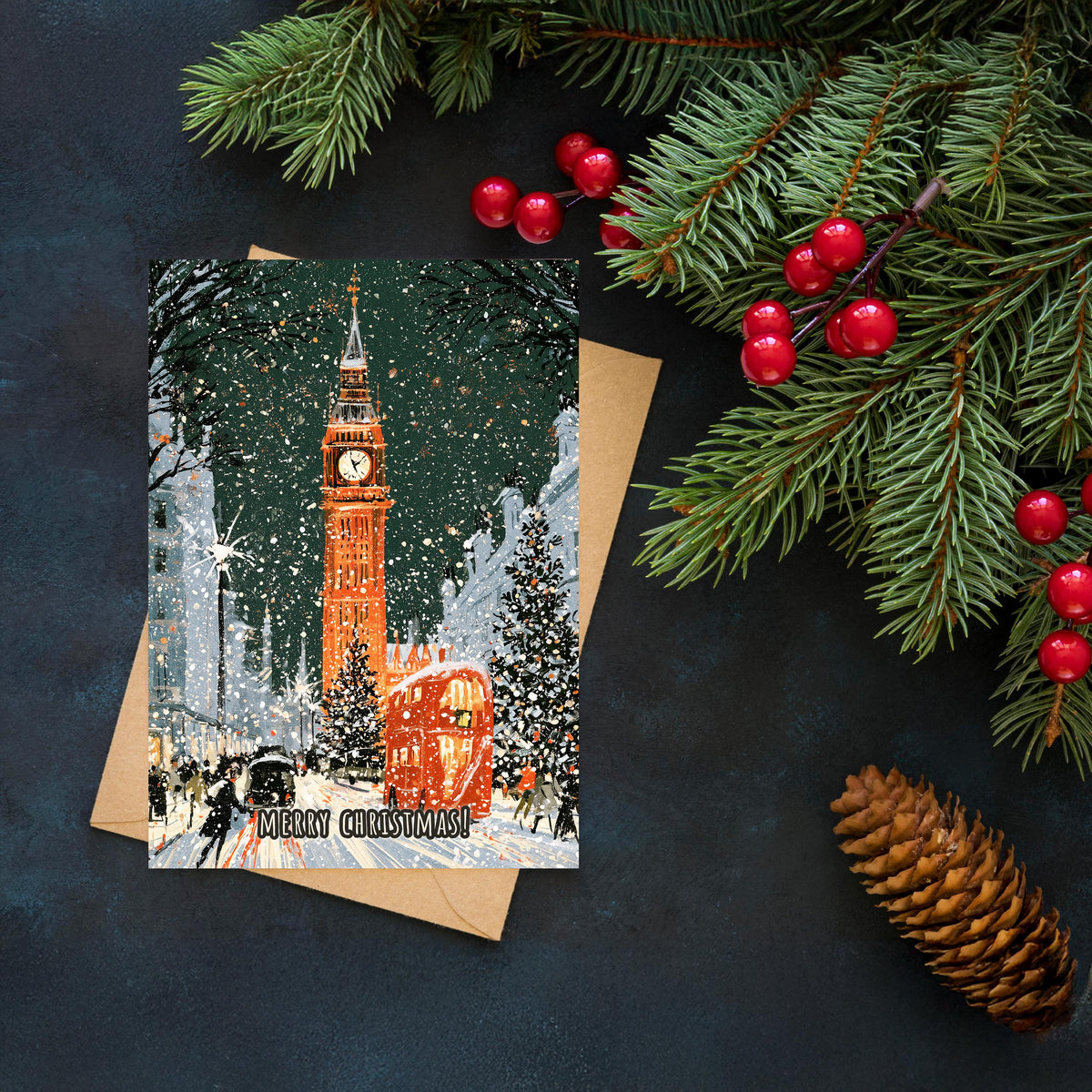 London Christmas Card, London Winter Card, Big Ben Christmas Card, London Xmas Card, British Holiday Card, London Gift