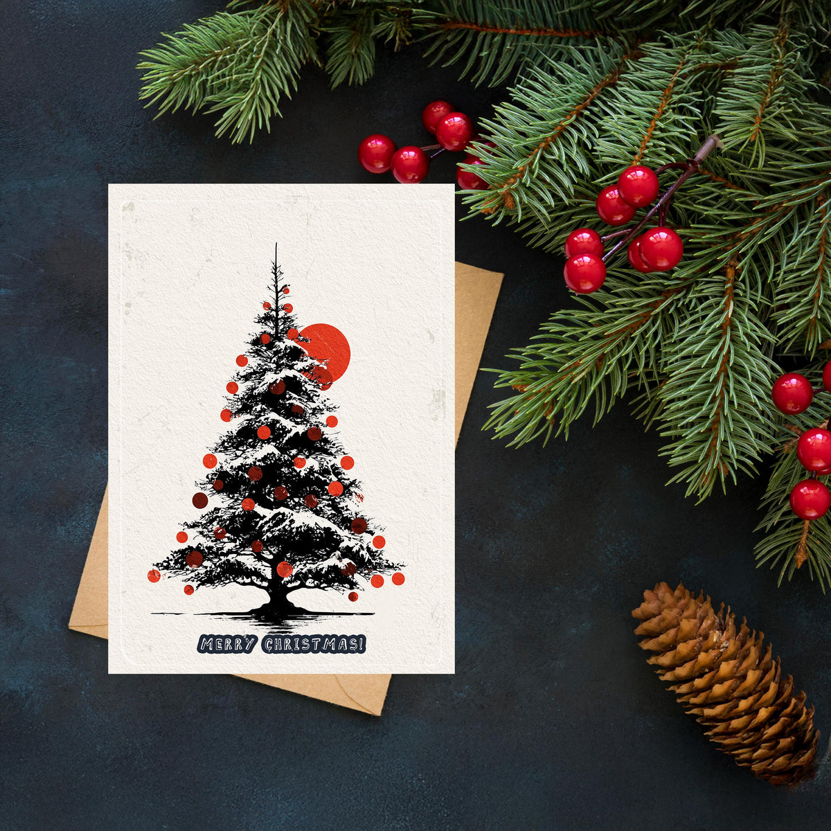 Japan Christmas Tree Card | Japanese Holiday Greeting