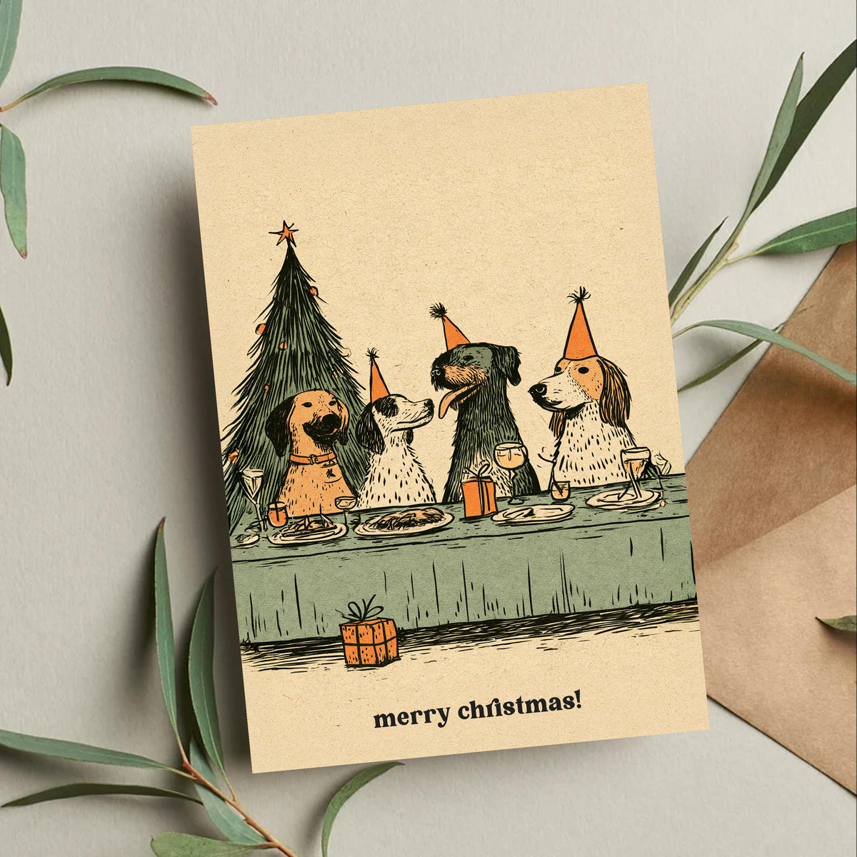 Dog Christmas Card, Funny Christmas Dog Card, Dog Lover Christmas, Festive Dog Greeting, Christmas Party Card, Dog Lover Gift
