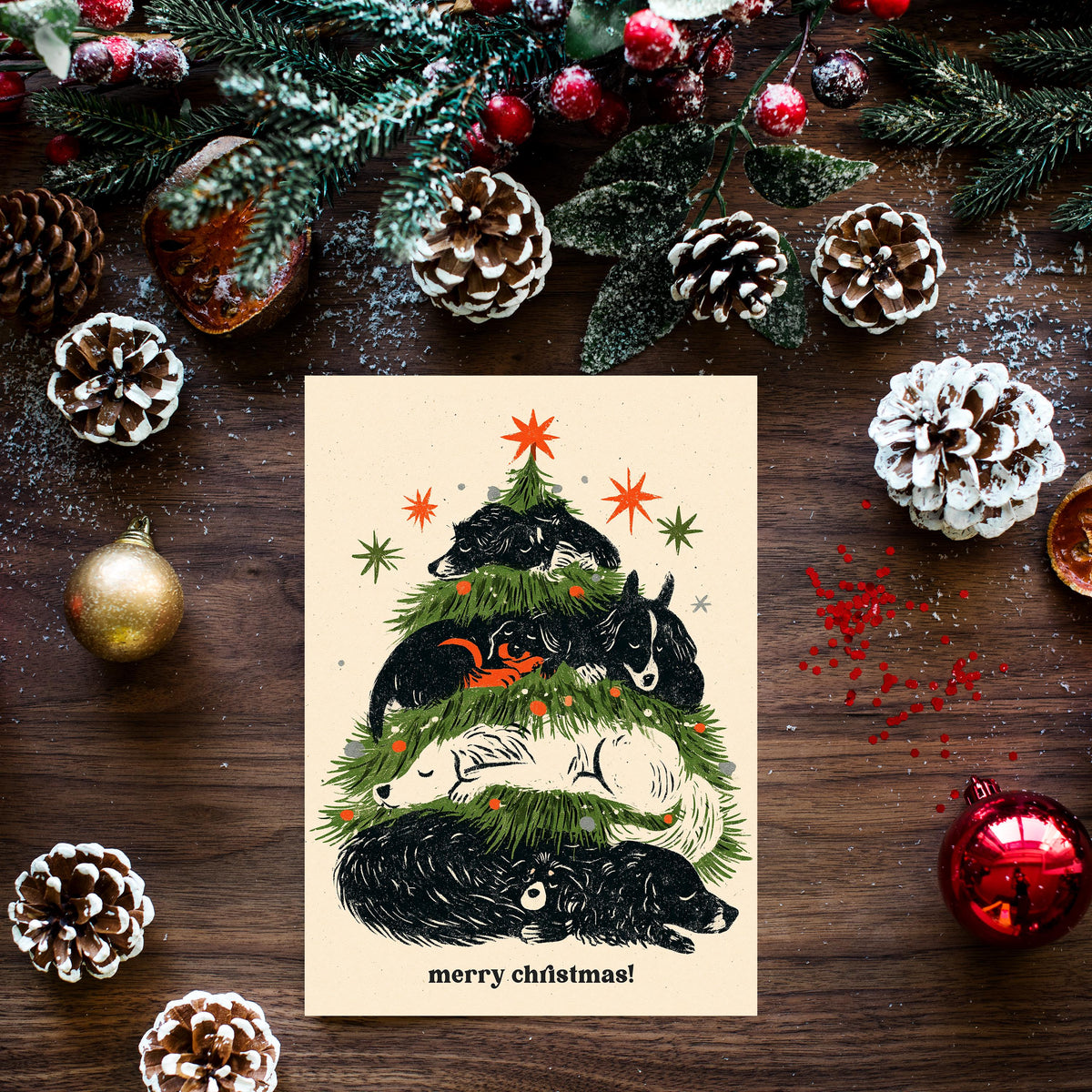 Dog Christmas Card, Christmas Dog Card, Cute Holiday Greeting, Dog Lover Gift, Festive Dog Card, Woodland Christmas, Pet Lover Gift