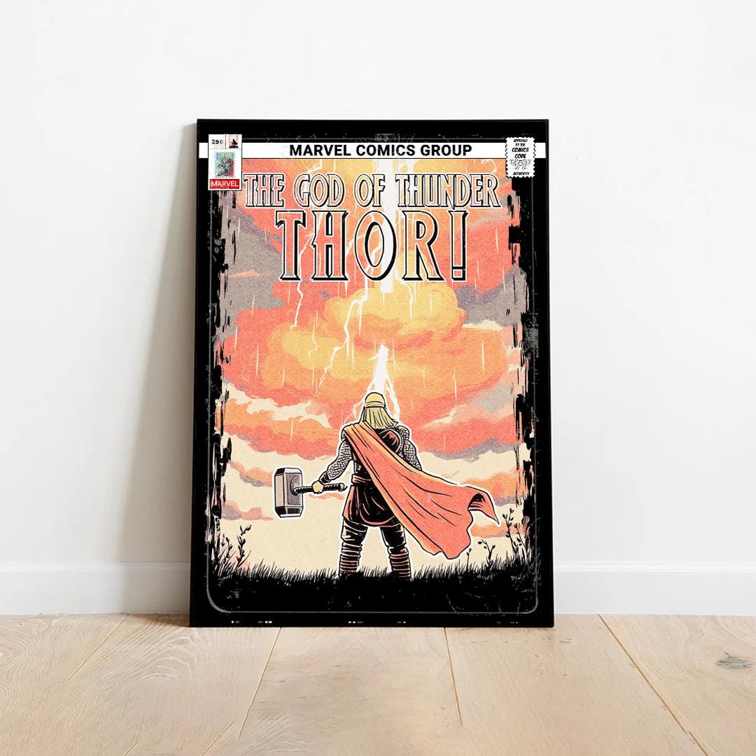 Thor Poster, Avengers Poster, Superhero Poster, God of Thunder Print, A3, A4, A5, Comic Book Poster, Marvel Print, Marvel Poster