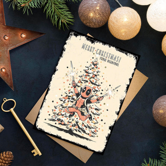 Funny Deadpool Christmas Card, Avengers Inspired