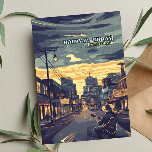 Nashville Birthday Card: Tennessee Skyline, Music City Art
