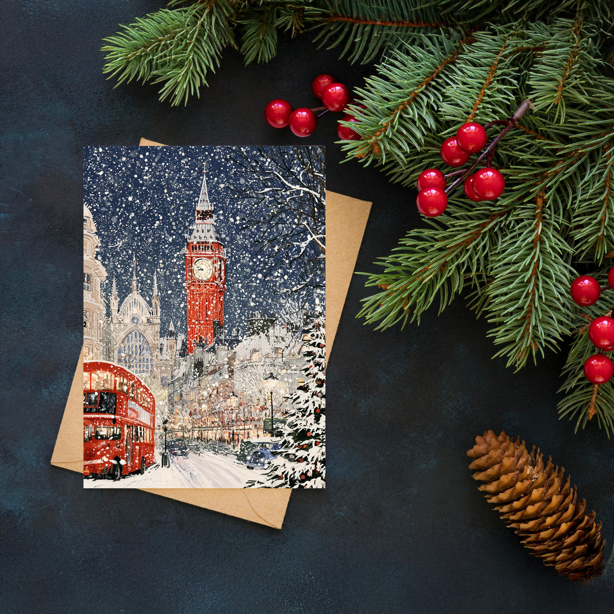 London Christmas Card, London Winter Card, Big Ben Christmas Card, London Xmas Card, British Holiday Card, London Gift