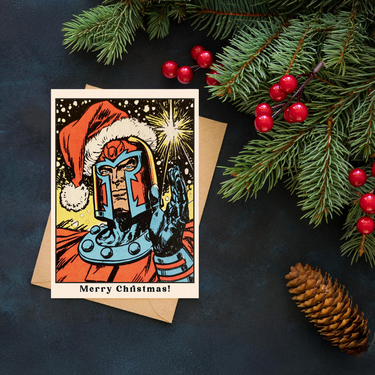 Magneto Christmas Card, Marvel Christmas Card, X Men Christmas Card, Magneto Xmas Card, Comic Book Holiday Card, Superhero Gift