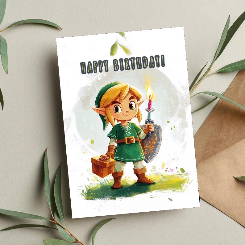 Zelda Birthday Card, Greeting Card, Birthday Card, Zelda Card, Spiderman Gift, Zelda Birthday