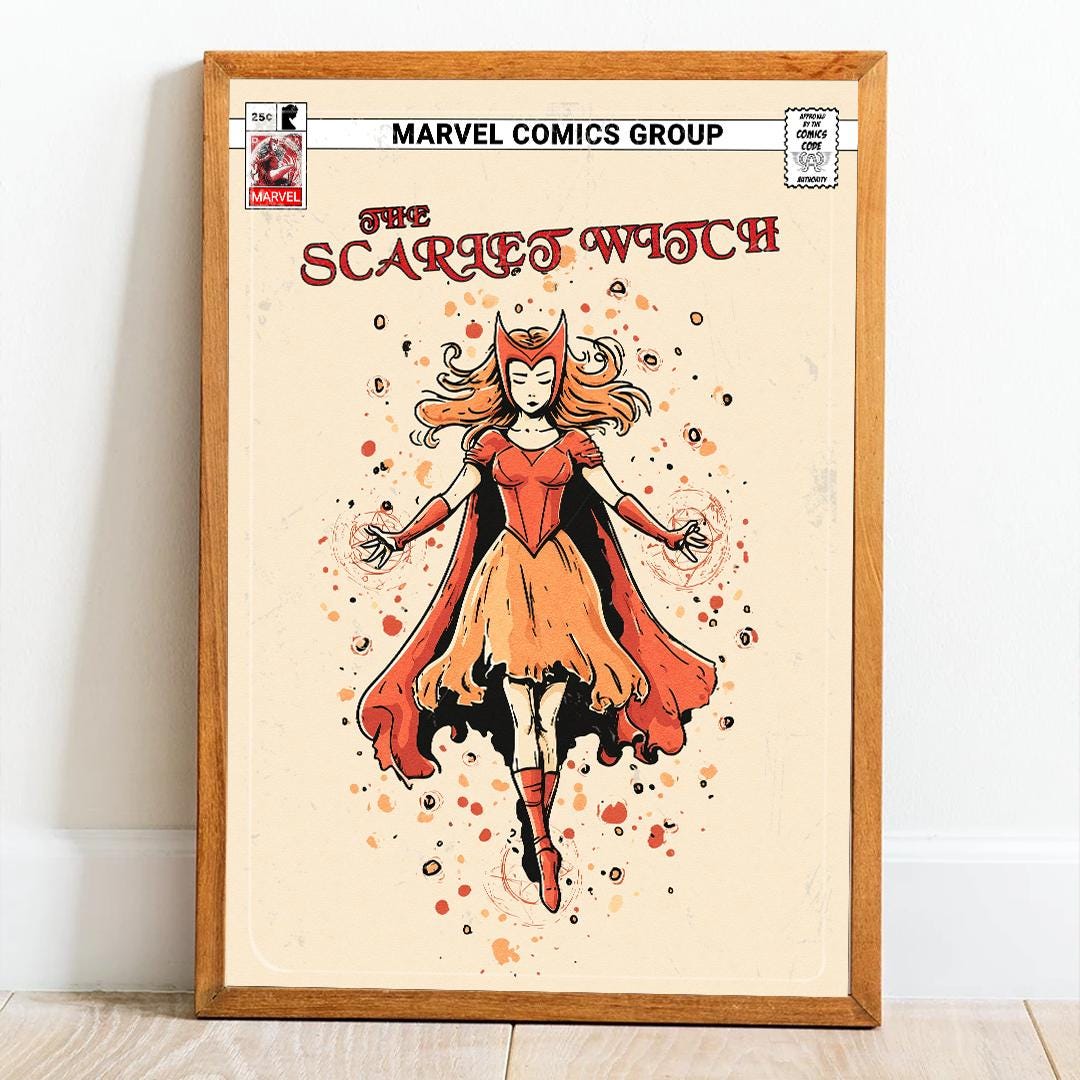 Scarlet Witch Poster | Wanda Maximoff, Marvel Wall Art, Avengers Poster, Superhero Poster, Comic Book Poster, Marvel Print, Marvel Poster
