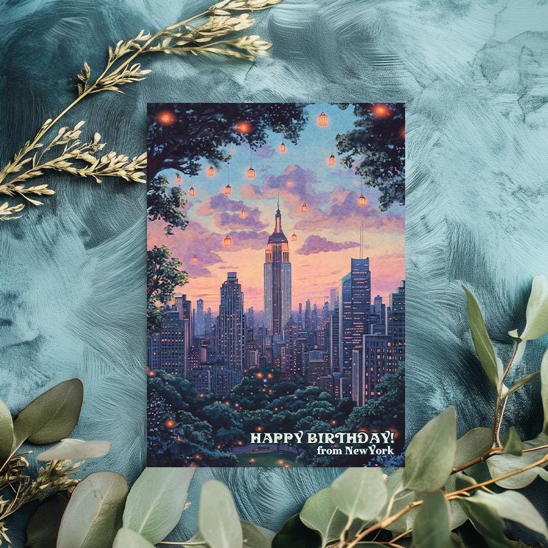 New York City Birthday Card: Handcrafted Cityscape Design