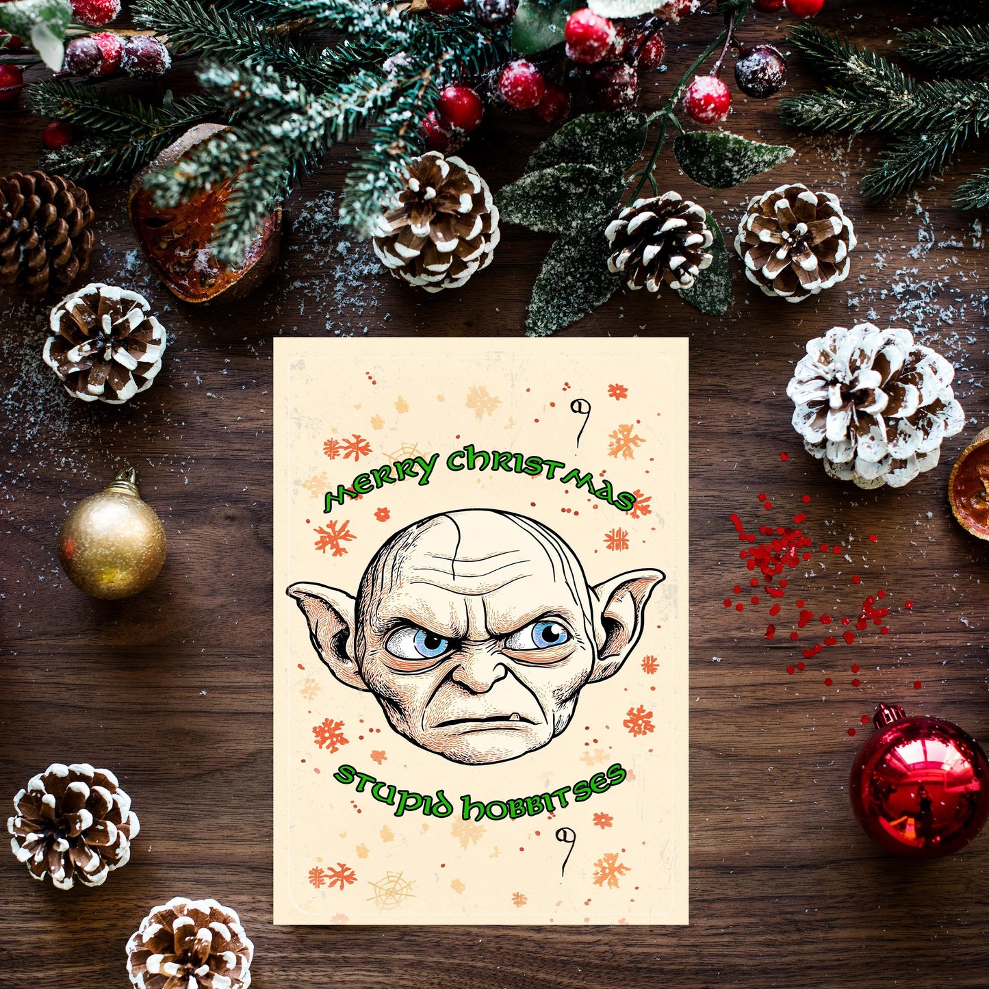 Funny Gollum Christmas Card – Geeky Lord of the Rings Holiday