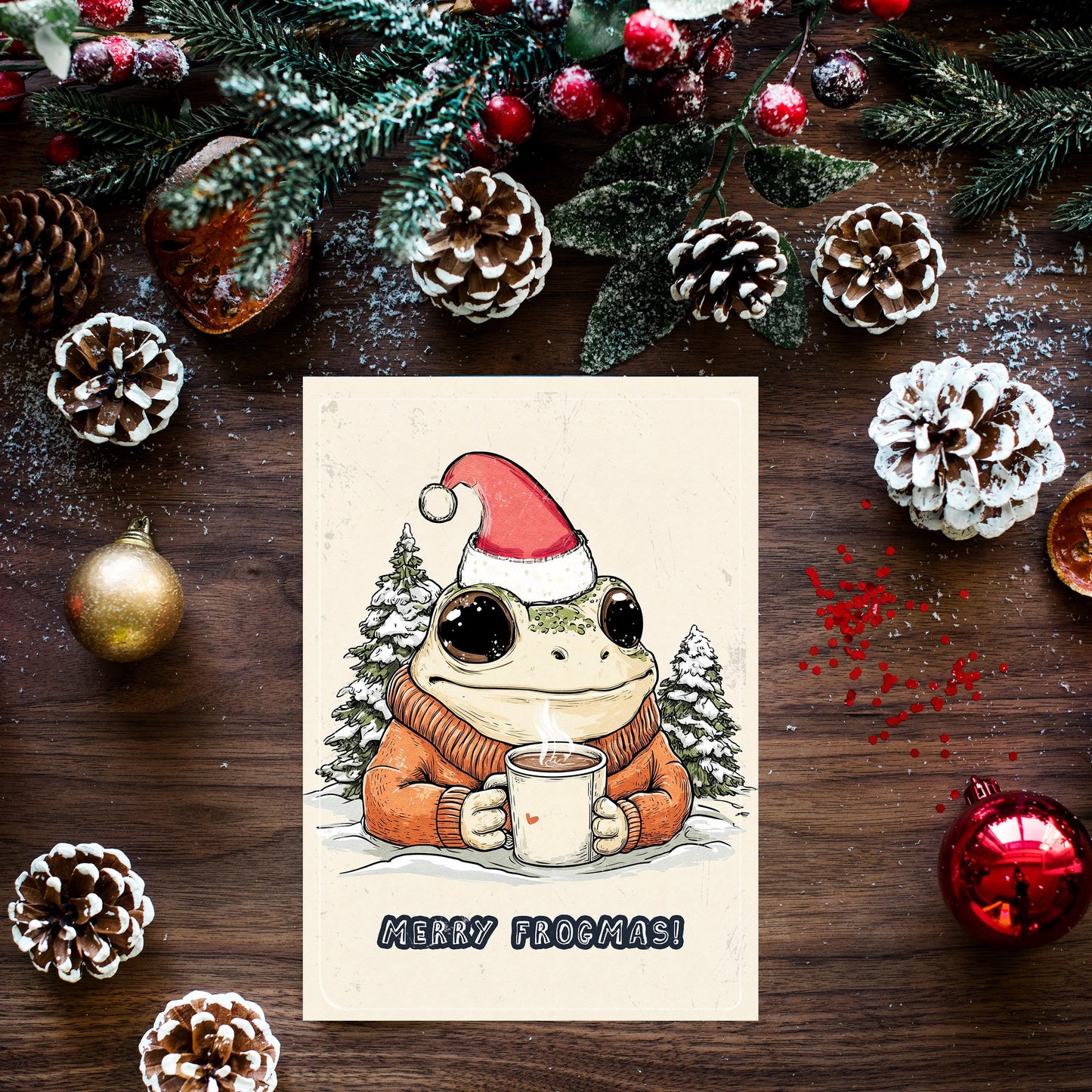 Funny Frog Christmas Card | Quirky Holiday Greeting (A5)