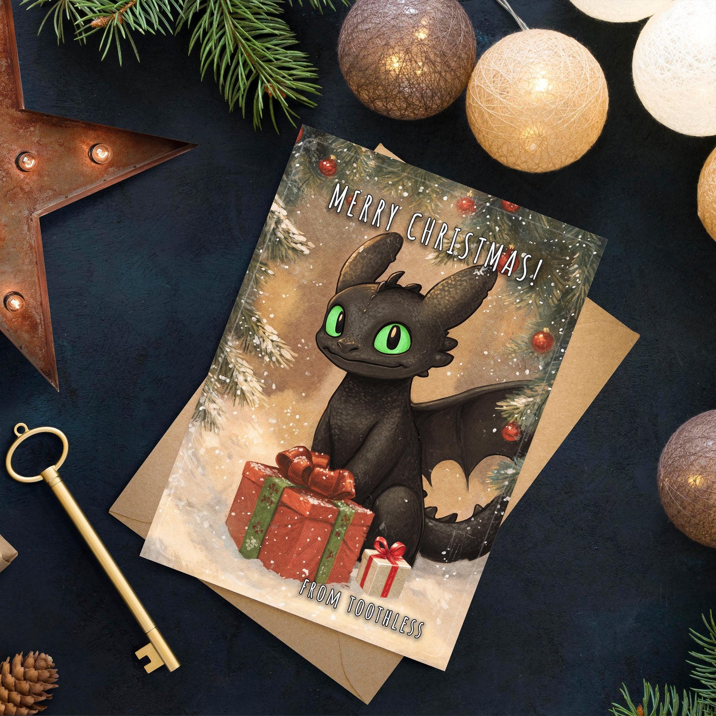 Toothless Christmas Card | Funny Dragon Xmas, HTTYD,