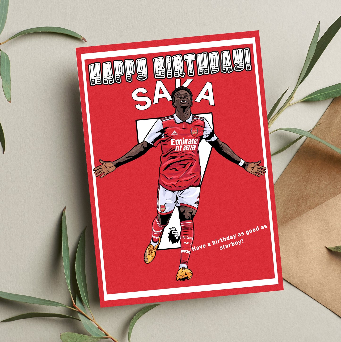 Saka Birthday Card, Bukayo Saka Card,  Arsenal Birthday Card, Football Card, Football Art, Football Print, Gift for Him, Gift for Her,