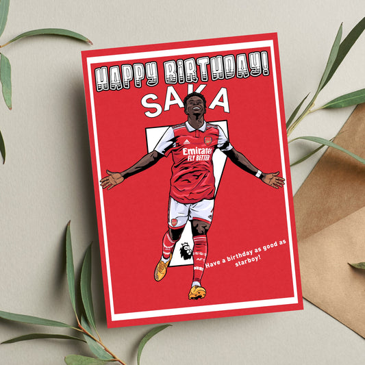 Saka Birthday Card, Bukayo Saka Card,  Arsenal Birthday Card, Football Card, Football Art, Football Print, Gift for Him, Gift for Her,