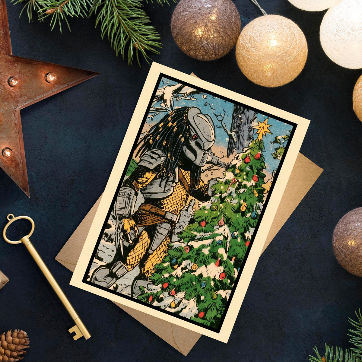 Predator Christmas Card, Predator Holiday Card, Sci Fi Christmas Card, Alien Hunter Christmas, Horror Christmas Gift, Geeky Holiday Card