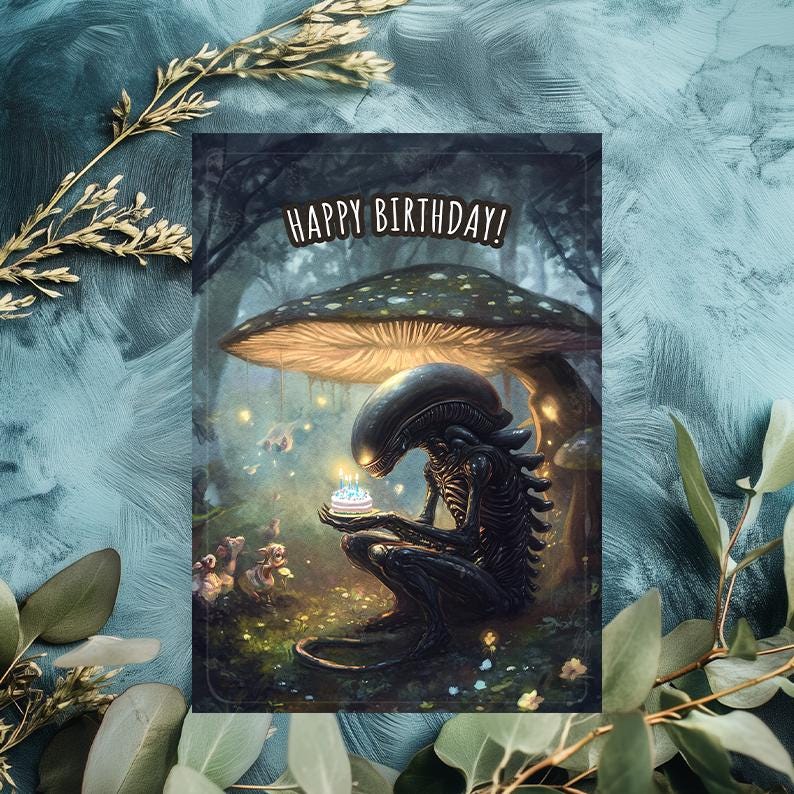 Sci-Fi Alien Birthday Card: Movie Inspired A5 Greeting Card