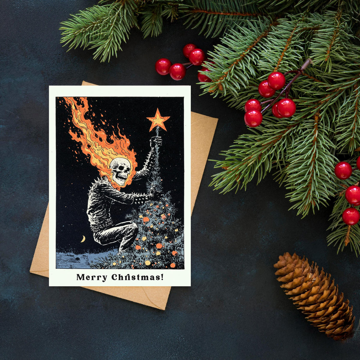 Ghost Rider Christmas Card, Marvel Christmas Card, Funny Horror Xmas Card, Fiery Superhero Holiday Card, Ghost Rider Fan Gift