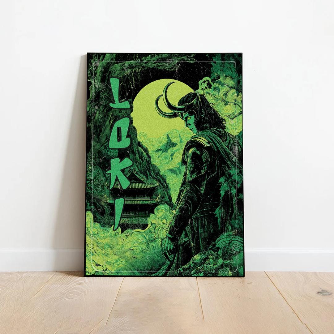 Loki Poster, Avengers Poster, Superhero Poster, Comic Book Poster, Marvel Print, Loki Print, Spider-man poster, Japanese Loki Poster