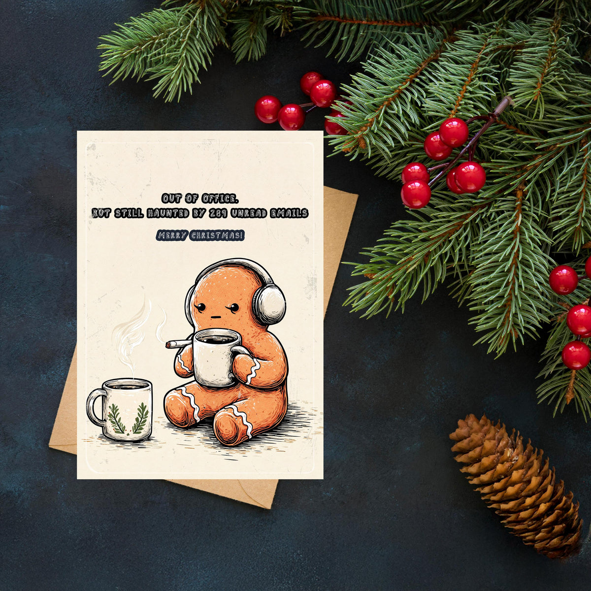 Funny Gingerbread Man Christmas Card | Humorous Holiday Pun Greeting