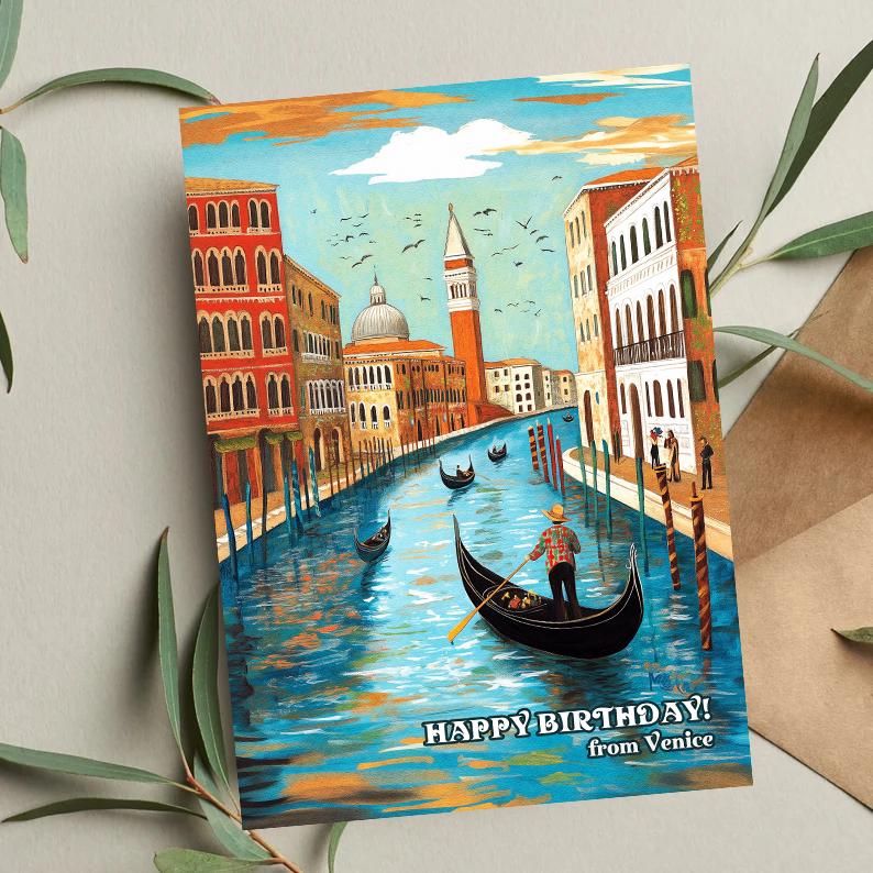 Venice Birthday Card: Italian Skyline Travel Gift