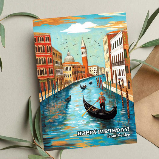 Venice Birthday Card: Italian Skyline Travel Gift