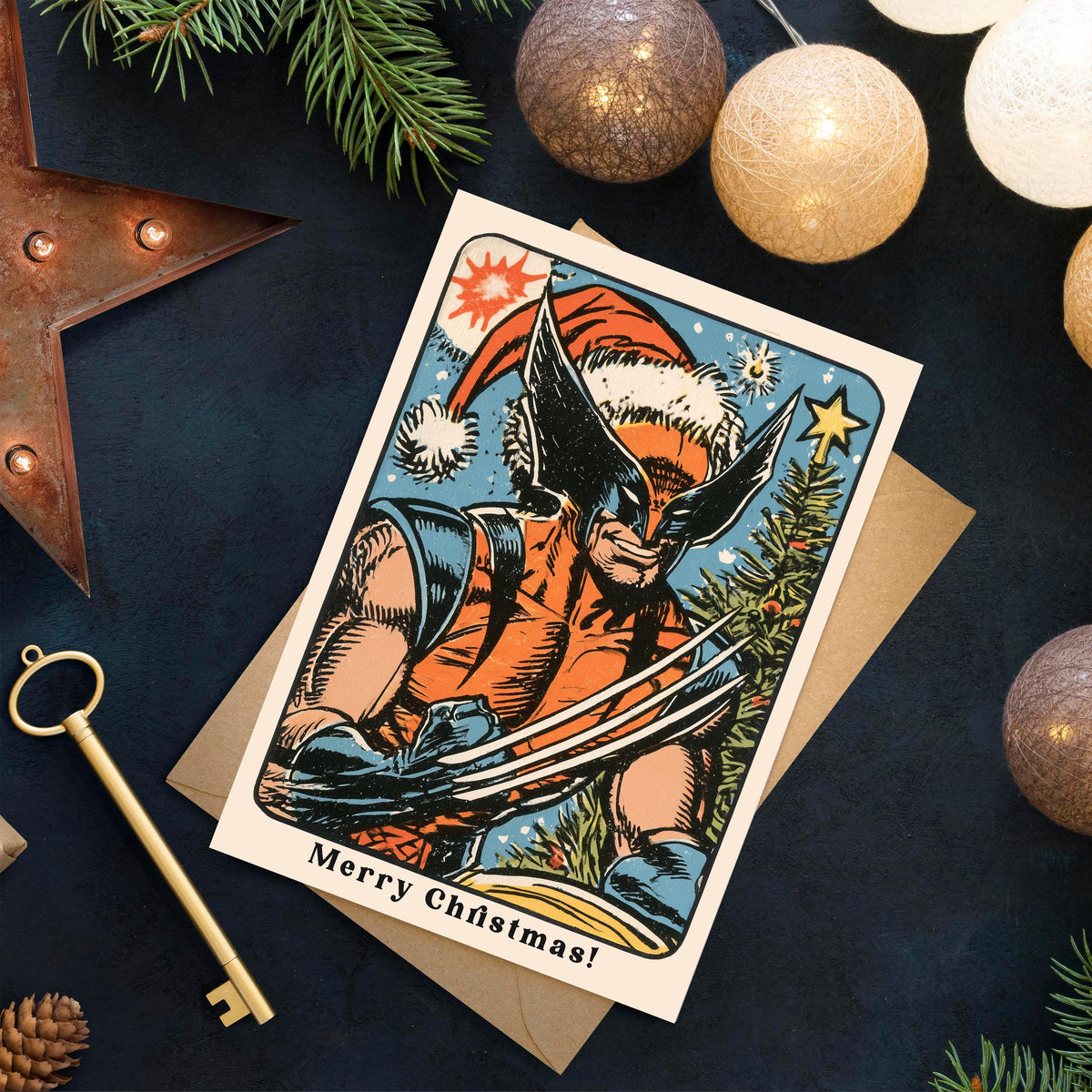Wolverine Christmas Card, Wolverine Xmas Card, Marvel Christmas Card, Superhero Holiday Card, Comic Book Christmas, Wolverine Gift