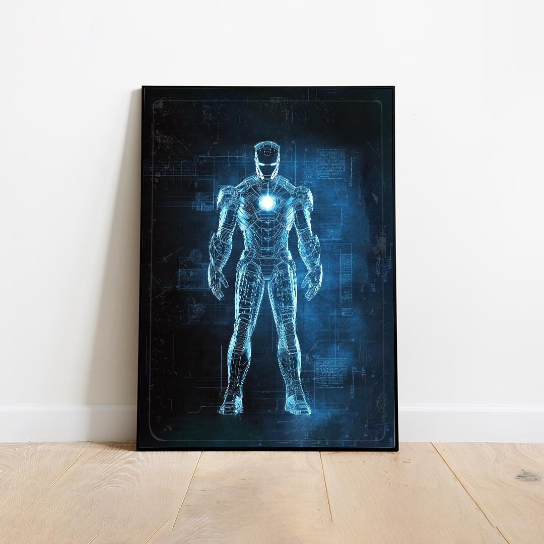 Iron Man Blueprint Poster, Avengers Comic Book Print
