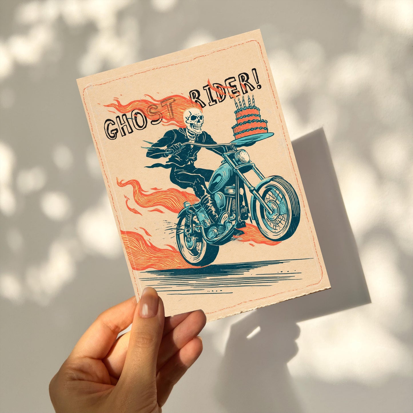 Ghost Rider Birthday Card • Funny Avengers Superhero Art