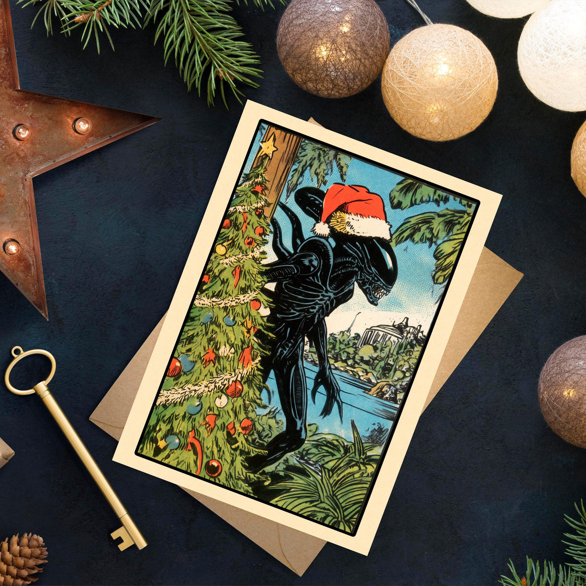 Alien Christmas Card, Sci-Fi Holiday Greetings