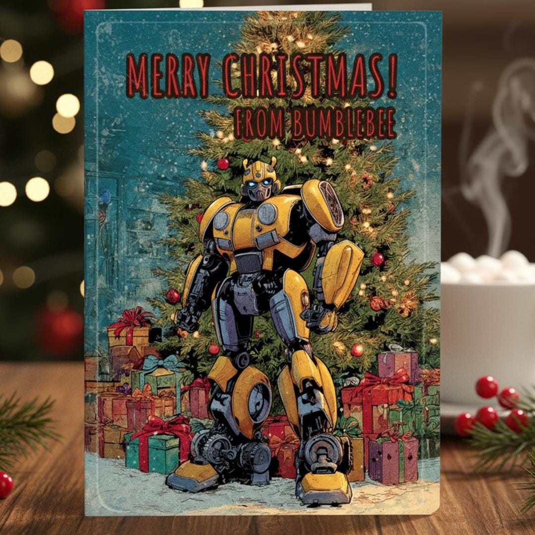 Bumblebee Transformer Christmas Card: Robot Holiday Greetings