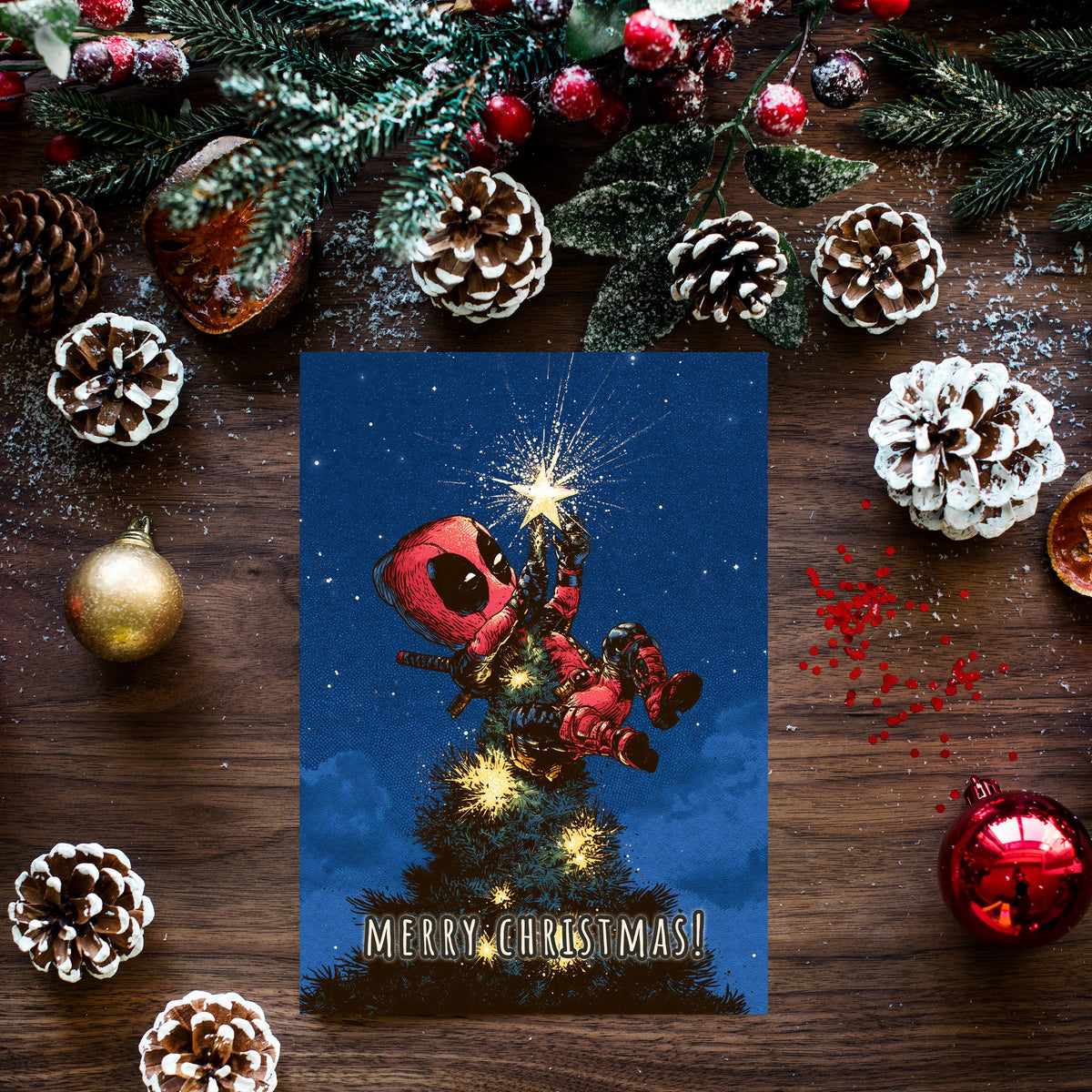 Funny Deadpool Christmas Card, Avengers Inspired