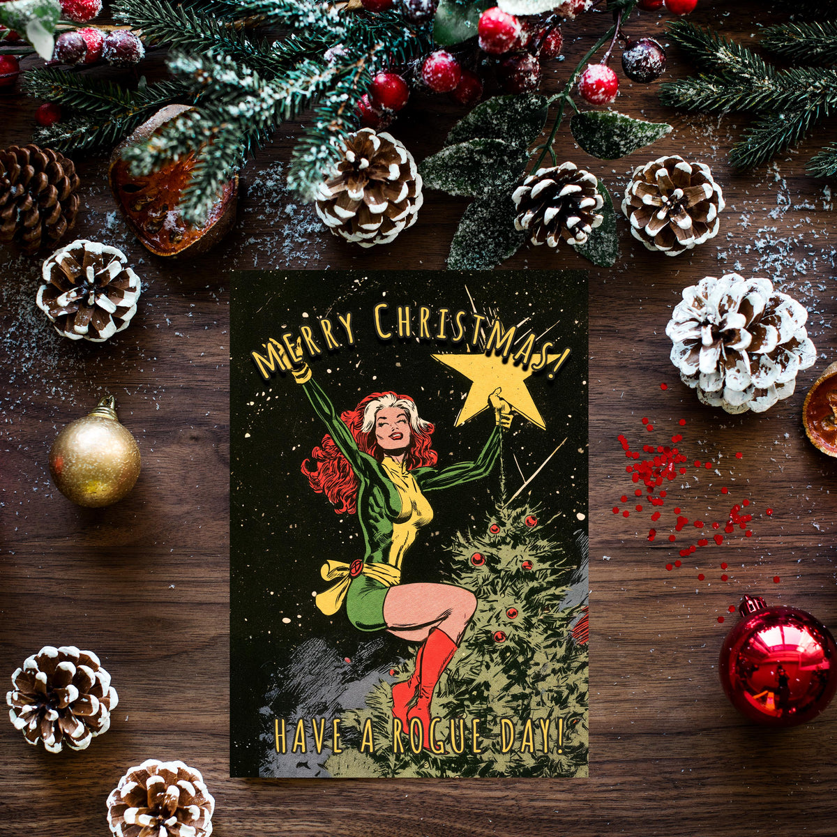 Rogue Christmas Card, X Men Christmas Card, Marvel Xmas Card, Rogue Holiday Card, Comic Book Christmas Gift, Superhero Fan Gift
