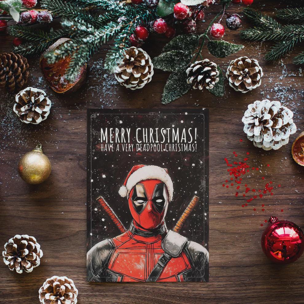 Funny Deadpool Christmas Card, Avengers Inspired