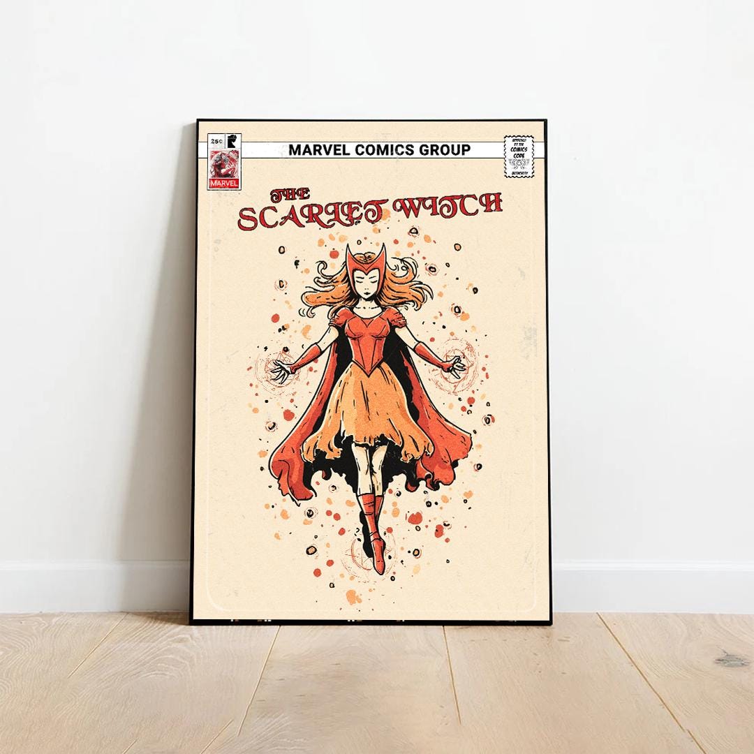 Scarlet Witch Poster | Wanda Maximoff, Marvel Wall Art, Avengers Poster, Superhero Poster, Comic Book Poster, Marvel Print, Marvel Poster