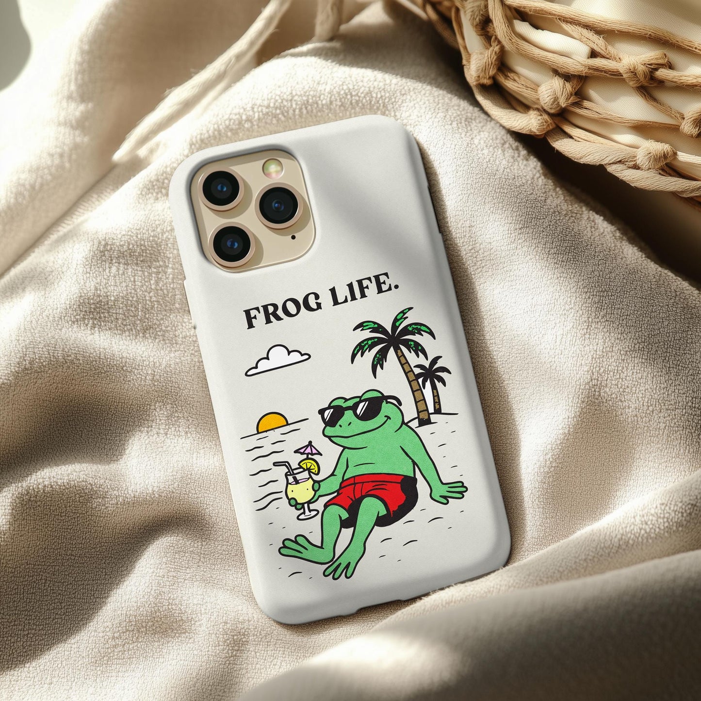 Funny Frog Beach Phone Case: Summer Vibe iPhone & Android Cover