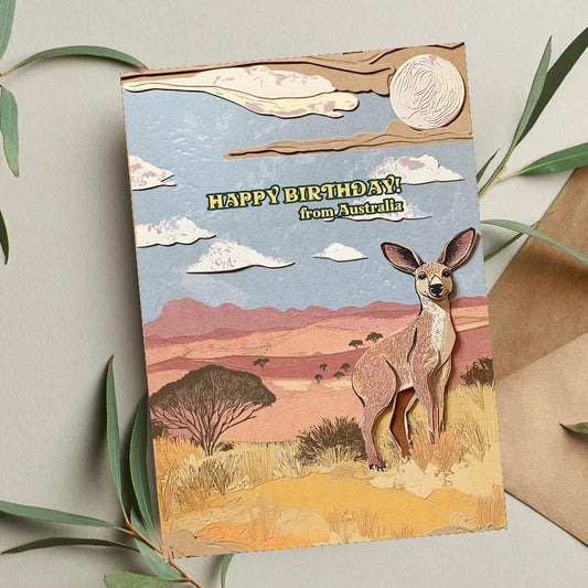 Kangaroo Birthday Card: Australia Travel Theme