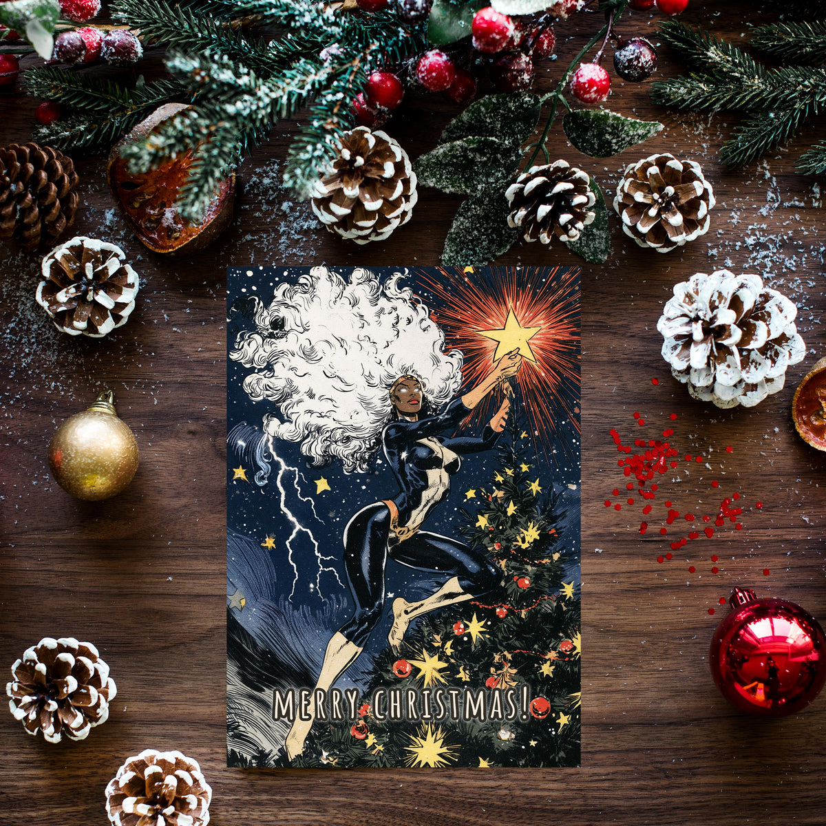 Storm Christmas Card, X-Men Superhero Christmas Card, Marvel Xmas Card, Comic Book Holiday Card, Storm Gift, Mutant Fan Gift, Geek Christmas