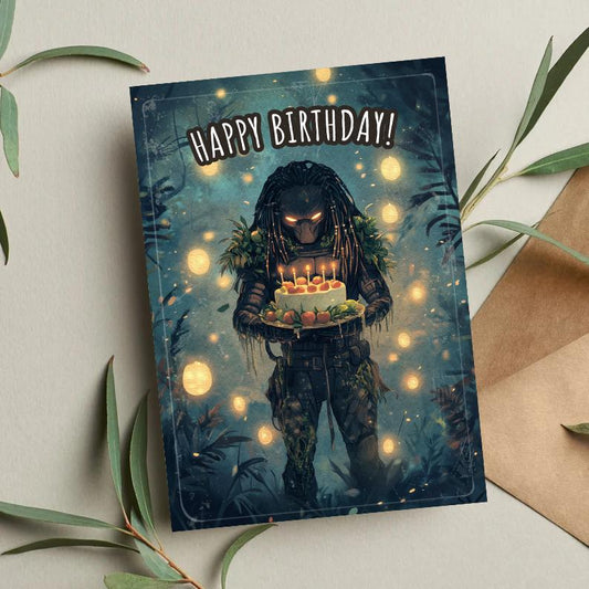 Predator Birthday Card: Funny Sci-Fi 80s Action Movie Card