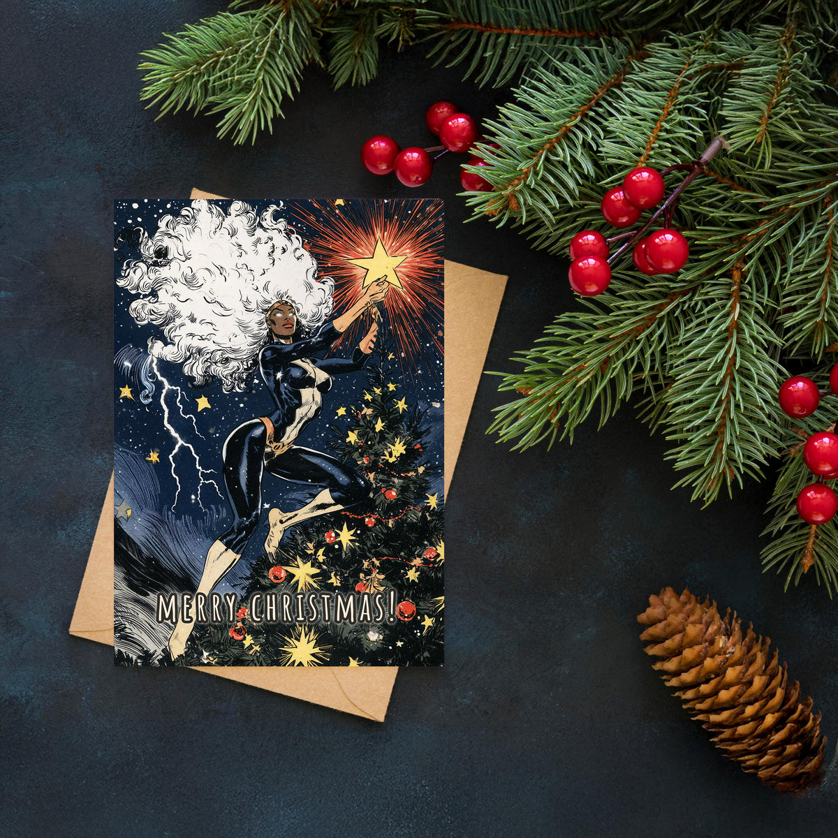 Storm Christmas Card, X-Men Superhero Christmas Card, Marvel Xmas Card, Comic Book Holiday Card, Storm Gift, Mutant Fan Gift, Geek Christmas