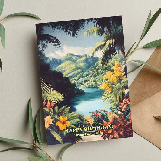 Costa Rica Birthday Card: Tropical Rainforest Travel Card