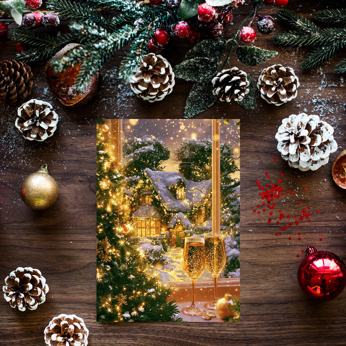 Christmas Couple Card, Romantic Christmas Card, Christmas Love Card, Cozy Winter Greeting, Anniversary Christmas Gift, Holiday Card