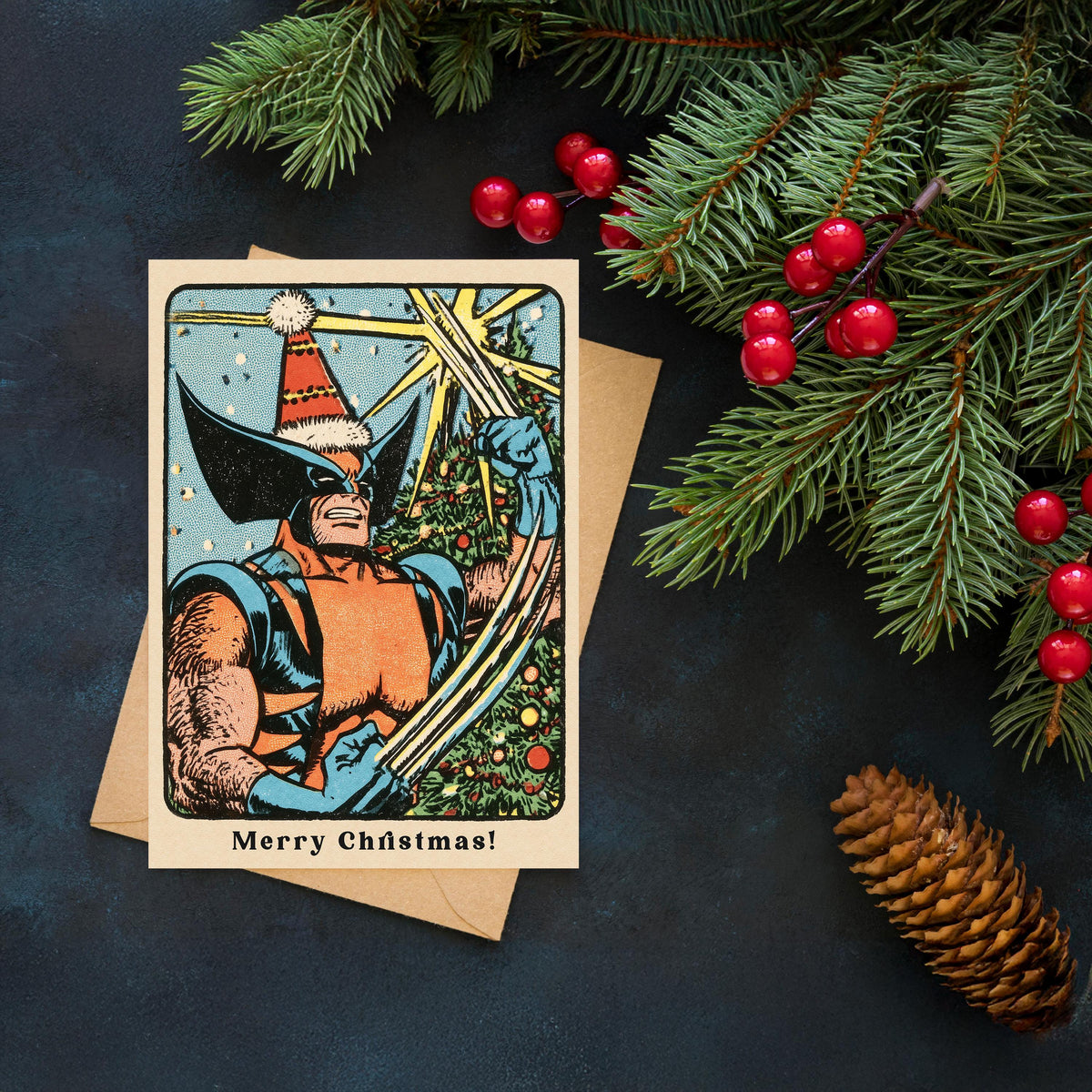 Wolverine Christmas Card, Wolverine Xmas Card, Marvel Christmas Card, Superhero Holiday Card, Comic Book Christmas, Wolverine Gift