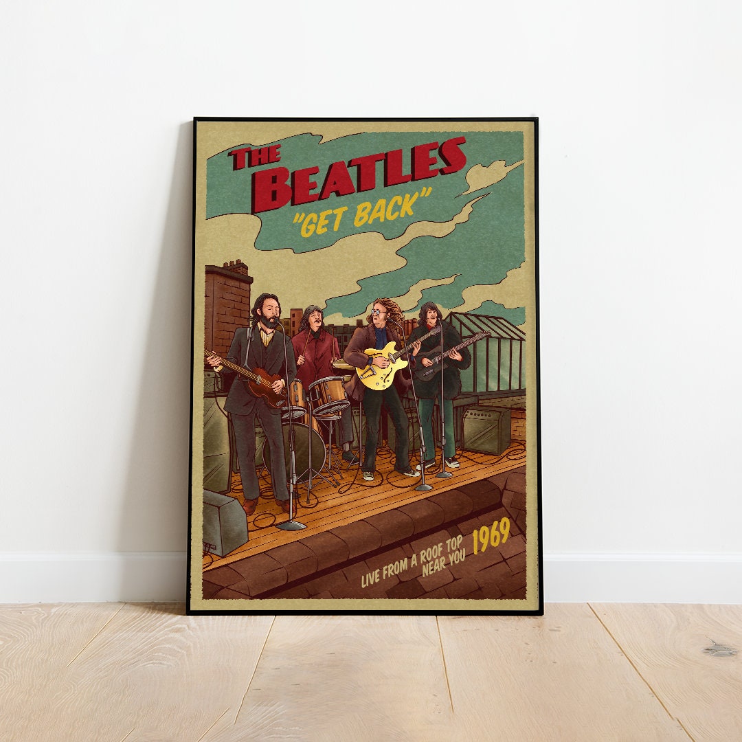 The Beatles Poster, Get Back Vintage Gig Poster, The Beatles Print, Beatles Art, Beatles Gifts, A3 A4 A5