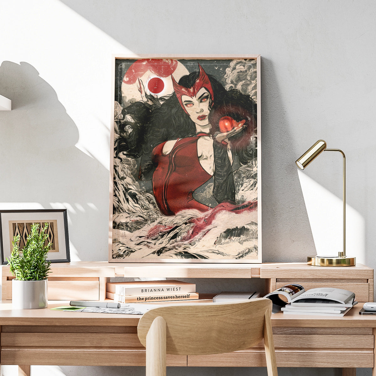 Scarlet Witch Poster, Marvel Superhero Wall Art, Comic Book Print, Red Black Decor