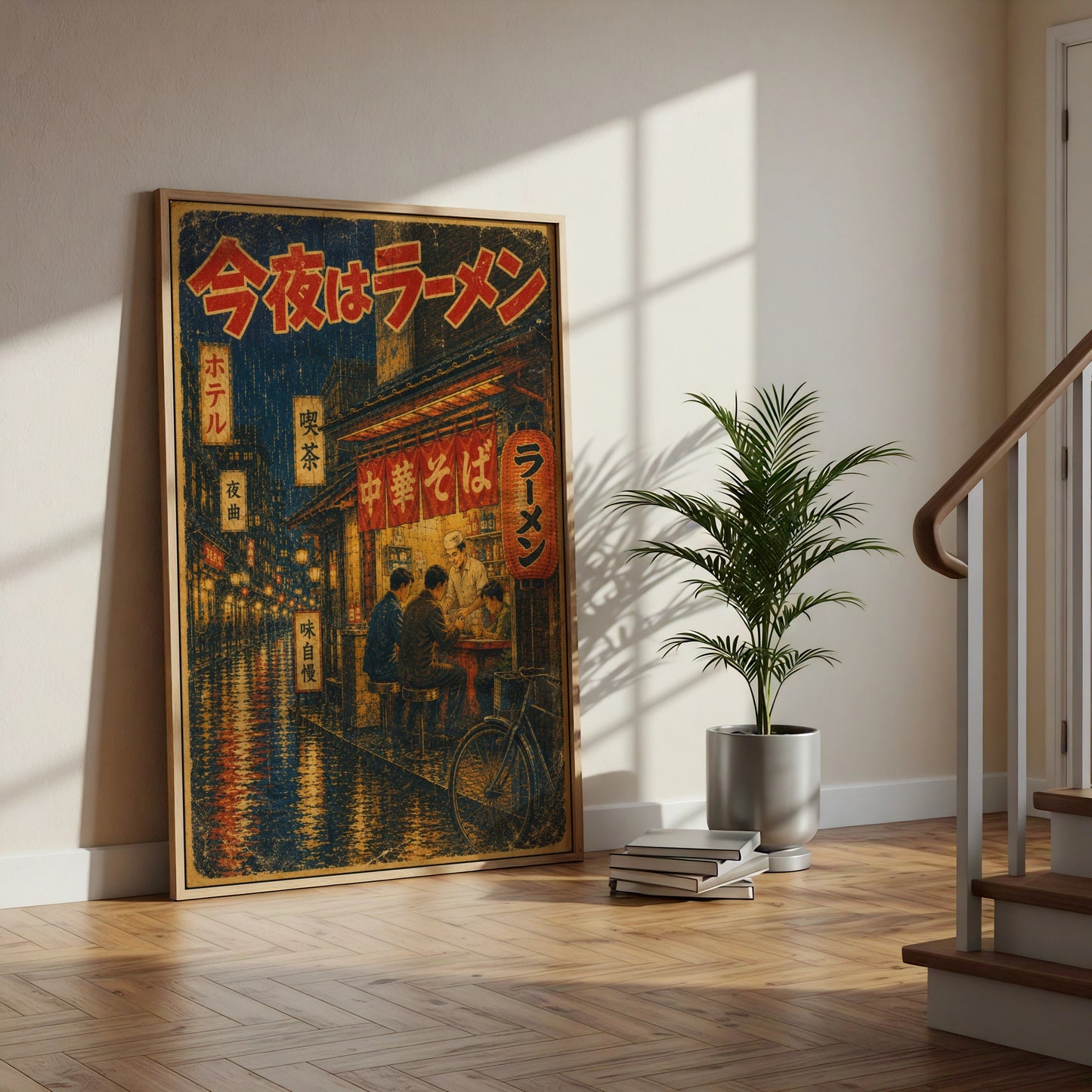 Tokyo Ramen Bar Vintage Japanese Poster, Retro Night Street Wall Art Print