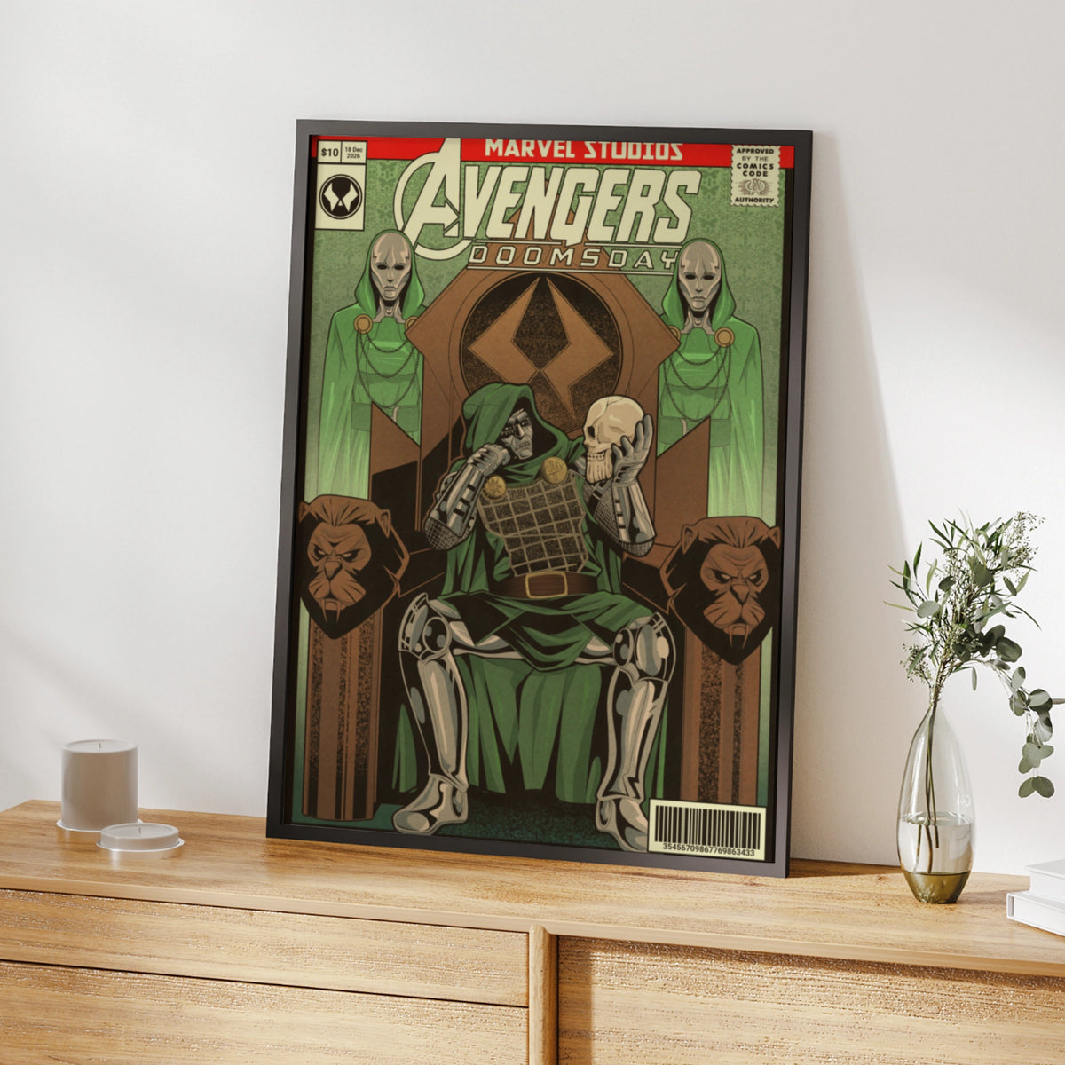 Avengers Doomsday Doctor Doom Comic Book Cover Poster, Marvel Wall Art Print